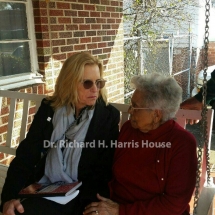 Kerry Kennedy, daughter of Robert F. Kennedy (L) on the porch with Vera Harris